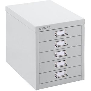 BISLEY MultiDrawer™ 39 serie, A4, 5 laden, lichtgrijs