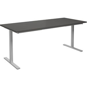 Multifunctionele tafel DUO-T, recht blad, b x d = 1800 x 800 mm, donkergrijs, zilverkleurig