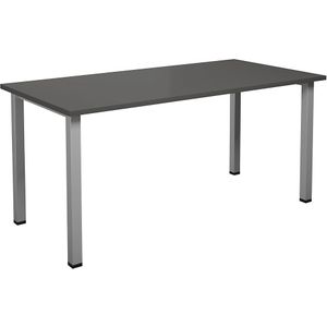 Multifunctionele tafel DUO-U, recht blad, b x d = 1600 x 800 mm, donkergrijs, zilverkleurig