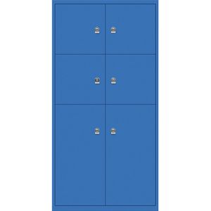 BISLEY LateralFile™ Lodge, met 6 lockers, hoogte 4 x 375 mm, 2 x 755 mm, blauw