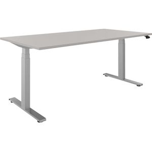 Bureau BOTTOM-UP, elektrisch in hoogte verstelbaar, recht, b x d = 1800 x 900 mm, lichtgrijs/zilver