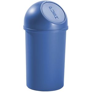 helit Push-afvalbak van kunststof, inhoud 13 l, VE = 6 stuks, h x Ø = 490 x 252 mm, blauw