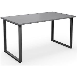 Multifunctionele tafel DUO-O, recht blad, b x d = 1400 x 800 mm, lichtgrijs, zwart