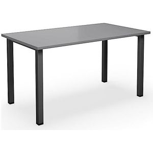 Multifunctionele tafel DUO-U, recht blad, b x d = 1400 x 800 mm, lichtgrijs, zwart