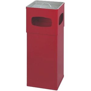 Combi-asbak, aluminium, inhoud 50 l, b x h x d = 300 x 820 x 300 mm, rood