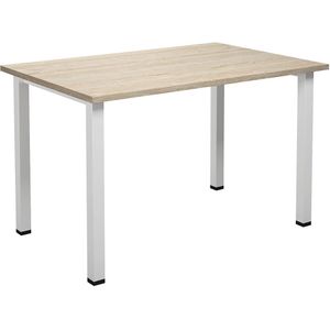 Multifunctionele tafel DUO-U, recht blad, b x d = 1200 x 800 mm, eikenhout, wit