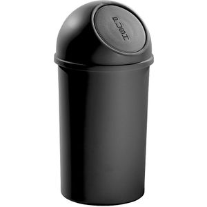 helit Push-afvalbak van kunststof, inhoud 25 l, VE = 3 stuks, h x Ø = 615 x 315 mm, zwart