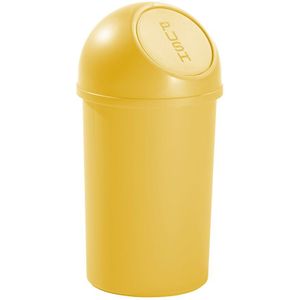 helit Push-afvalbak van kunststof, inhoud 13 l, VE = 6 stuks, h x Ø = 490 x 252 mm, geel