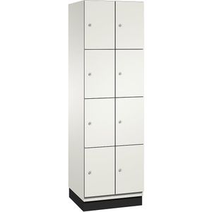 C+P Viervoudige locker Cambio, 2 compartimenten, zuiver wit / wit, HPL-deur, b = 600 mm, 8 vakken