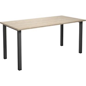 Multifunctionele tafel DUO-U, recht blad, b x d = 1600 x 800 mm, eikenhout, zwart