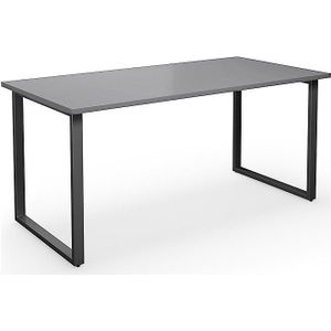 Multifunctionele tafel DUO-O, recht blad, b x d = 1600 x 800 mm, lichtgrijs, zwart