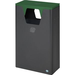 VAR Afvalbak voor kringloopmateriaal voor buiten, inhoud 60 l, h x b x d = 890 x 300 x 550 mm, ijzerglitter/groen