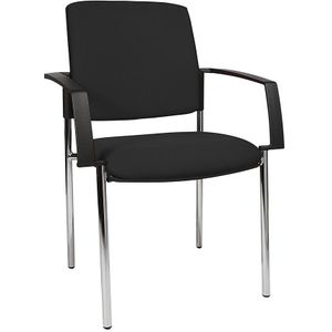 Topstar Gestoffeerde stapelstoel, vierpoots-onderstel, VE = 2 stuks, frame verchroomd, textielbekleding zwart