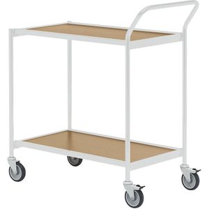 HelgeNyberg Tafelwagen, 2 etages, l x b = 1000 x 420 mm, grijs/eikenhout, vanaf 5 stuks