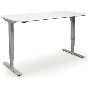 Bureau Atlanta Trend, elektrisch in hoogte verstelbaar, rechte, afgeronde hoeken, b x d = 1600 x 800 mm, wit/zilver