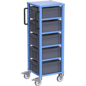 eurokraft pro Euro-transportwagen CustomLine, voor bak-l x b = 400 x 300 mm, blauw, met 5 bakken, 175 mm hoog