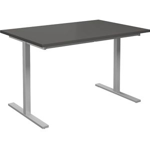 Multifunctionele tafel DUO-T, recht blad, b x d = 1200 x 800 mm, donkergrijs, zilverkleurig