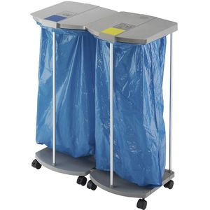 Hailo Afvalzakstandaard met 250 blauwe recyclingzakken, ProfiLine MSS XXXL, 2 x 120 l, h x b x d = 1000 x 880 x 450 mm, verrijdbaar