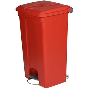 Afvalverzamelaar met pedaal, inhoud 90 l, b x h x d = 505 x 790 x 410 mm, rood