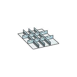LISTA Indelingsset voor ladeafmetingen 459 x 612 mm, sleufwanden en scheidingsschotten voor een flexibele onderverdeling, 3 sleufwanden, 6 + 2 scheidingsschotten, fronthoogte 75 mm