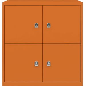 BISLEY LateralFile™ Lodge, met 4 lockers, hoogte per 375 mm, oranje
