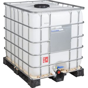 IBC-container RECOBULK, inhoud 1000 l, op houten pallet, DN-opening 225 mm / DN-uitlaat 50 mm