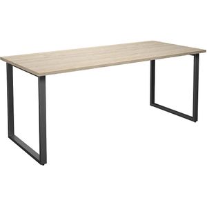 Multifunctionele tafel DUO-O, recht blad, b x d = 1800 x 800 mm, eikenhout, zwart