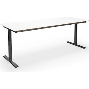 Multifunctionele tafel DUO-T Trend, recht blad, afgeronde hoeken, b x d = 2000 x 800 mm, wit, zwart