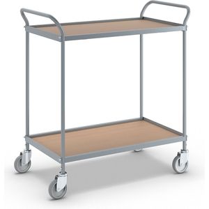 eurokraft pro Serveerwagen, etagehoogte 590 mm, 2 etages, op 4 zwenkwielen, wiel-Ø 100 mm