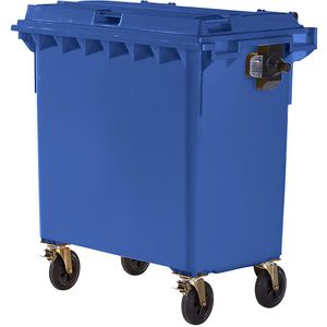 Afvalcontainer van kunststof, DIN EN 840, inhoud 770 l, b x h x d = 1360 x 1330 x 770 mm, blauw, vanaf 5 stuks