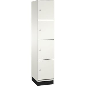 C+P Viervoudige locker Cambio, 1 compartiment, zuiver wit, plaatstalen deur, b = 400 mm, 4 vakken