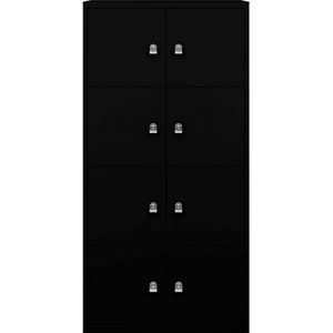 BISLEY LateralFile™ Lodge, met 8 lockers, hoogte per 375 mm, zwart
