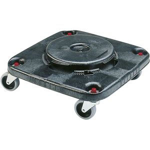 Rubbermaid BRUTE® transportroller, hoekig, 4 zwenkwielen, bajonetsluiting, PE/metaal, grijs