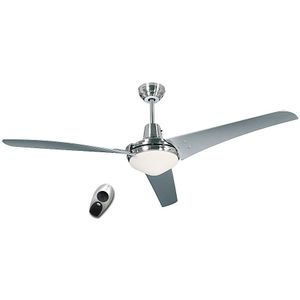 Plafondventilator MIRAGE, propellerblad-Ø 1400 mm, met afstandsbediening, grijs gelakt / geborsteld chroom