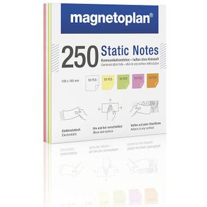 magnetoplan Static Notes notitieblaadjes, VE = 250 st., kleurrijk gesorteerd, h x b = 100 x 100 mm