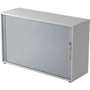 Roldeurkast, 2 legborden, 1 tussenwand, lichtgrijs