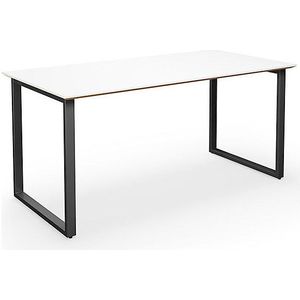 Multifunctionele tafel DUO-O Trend, recht blad, b x d = 1400 x 800 mm, wit, zwart