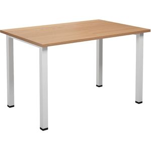 Multifunctionele tafel DUO-U, recht blad, b x d = 1200 x 800 mm, beukenhout, wit