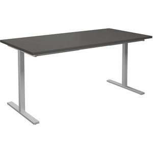 Multifunctionele tafel DUO-T, recht blad, b x d = 1600 x 800 mm, donkergrijs, zilverkleurig