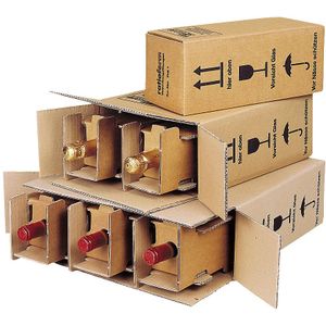 ratioform Flessendoos Post/DHL/UPS, voor flessen van 0,75 l tot 1 l, VE = 20 stuks, inwendige afmetingen 266 x 134 x 321 mm, voor 2 flessen, vanaf 5 VE