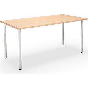 Multifunctionele tafel DUO-C, recht blad, b x d = 1600 x 800 mm, berkenhout, wit