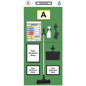 Stelling-informatiebord enkele markering, reiniging, h x b = 2000 x 900 mm, groen