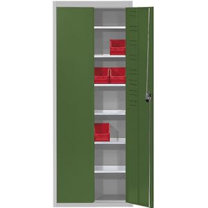 mauser Magazijnkast, zonder magazijnbakken, h x b x d = 1740 x 680 x 280 mm, tweekleurig, kastframe grijs, deuren groen