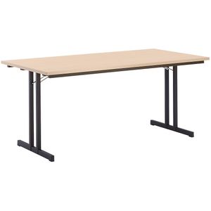 Inklapbare tafel, met extra sterk tafelblad, hoogte 720 mm, 1600 x 800 mm, frame zwart, blad beukenhoutdecor