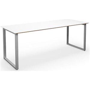 Multifunctionele tafel DUO-O Trend, recht blad, b x d = 1800 x 800 mm, wit, zilver