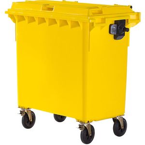 Afvalcontainer van kunststof, DIN EN 840, inhoud 770 l, b x h x d = 1360 x 1330 x 770 mm, geel, vanaf 5 stuks