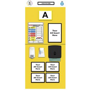 Stelling-informatiebord enkele markering, desinfectie, h x b = 2000 x 900 mm, geel