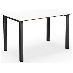 Multifunctionele tafel DUO-U Trend, recht blad, afgeronde hoeken, b x d = 1200 x 800 mm, wit, zwart