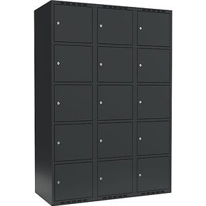 Vijfvoudige locker Fydor, 3 compartimenten, grijs, b = 1200 mm, 3 compartimenten, platte bovenkant, cilinderslot