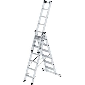 MUNK Multifunctionele trapladder, 3-delig, met dwarsbalk, 3 x 6 treden